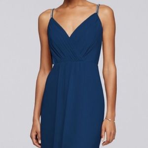 David’s Bridal - Long Bridesmaid Dress (Marine)